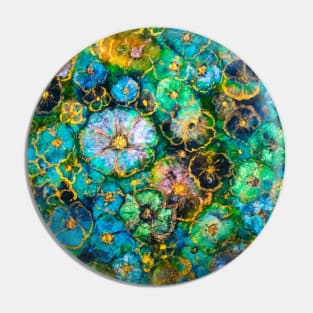 Floral abstract turquoise Pin