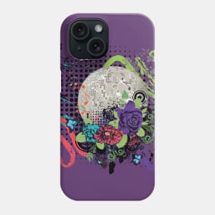 Grunge Silver Disco Ball with Roses Phone Case