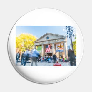 Boston USA - October 13 2014; Quincy Market hall in Faneuil Hall Marketplace an historic and popular retail market with local and tourists. Pin