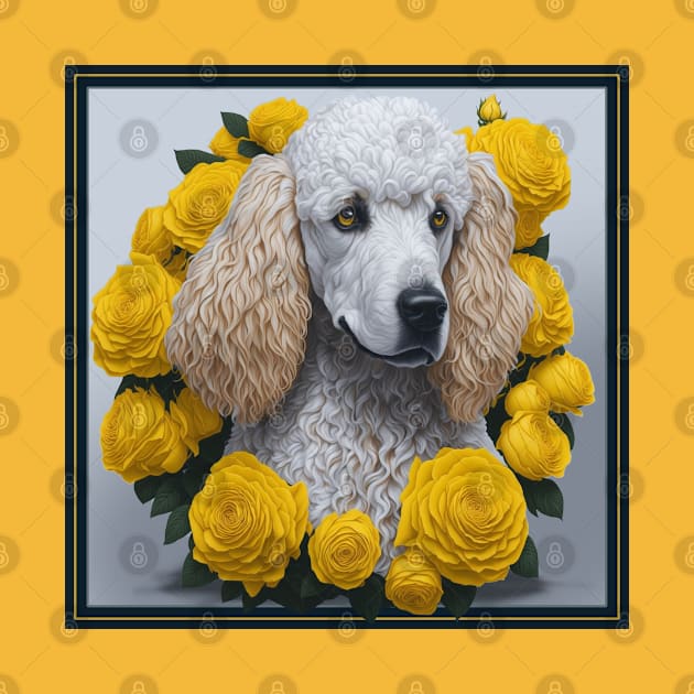 Standard poodle yellow roses by xlhombat