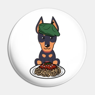 Dog eating Spaghetti - alsatian Pin