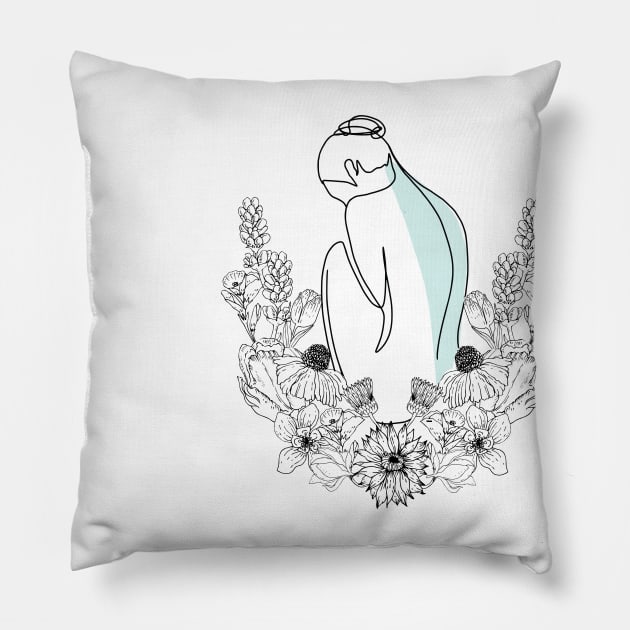 Garden Woman Line Pillow by jobieh shop