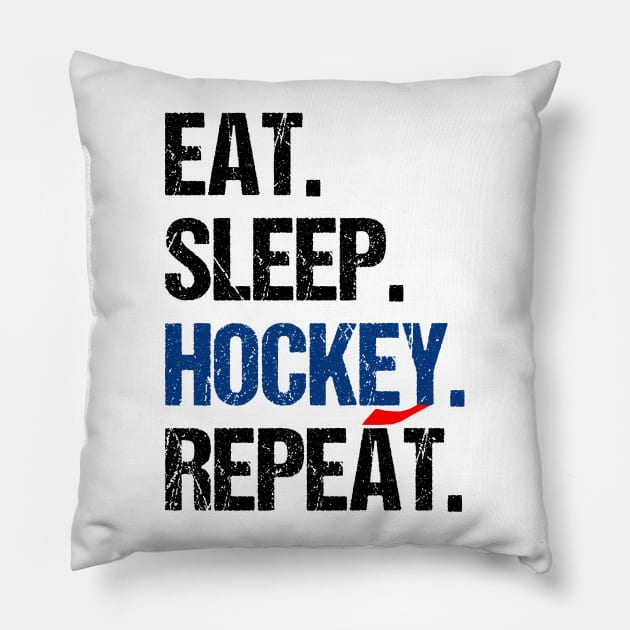 Eat Sleep Hockey Repeat Pillow by YSDshirt