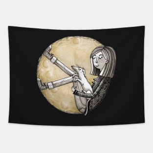 My Special Moon - Fullmoon - Woman & Dog Tapestry