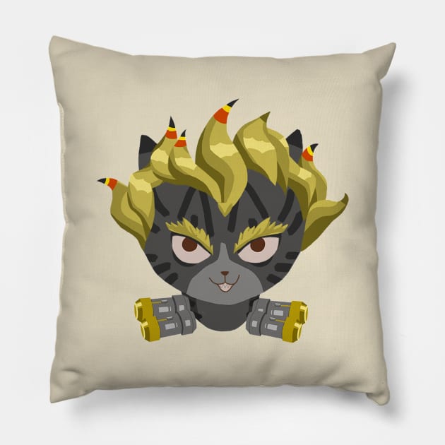 Overwatch Cats Junkrat Pillow by DebbieMongrel