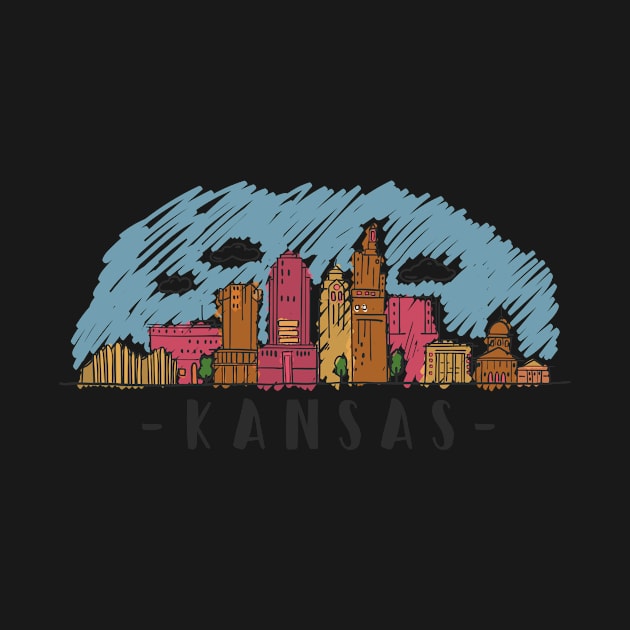 Kansas City USA Skyline Oneline America Outline by amango