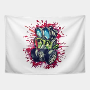 New School Style Zombie Gas Mask Original Art Tapestry