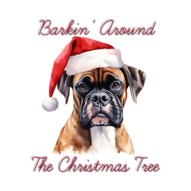 Christmas Boxer Dog in Santa Hat by Pawsitive Curios