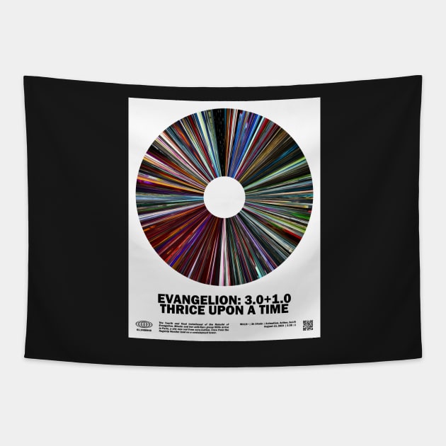 minimal_Evangelion: 3.0+1.0 Thrice Upon a Time Warp Barcode Anime Tapestry by silver-light