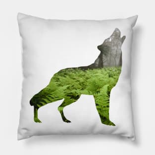 Howling Wolf Fern Prairie - Nature Design T-Shirt Pillow