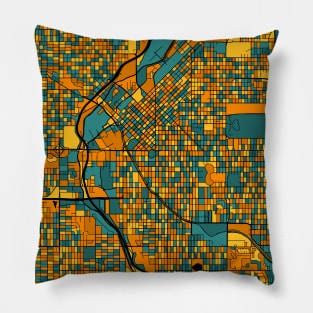 Denver Map Pattern in Orange & Teal Pillow