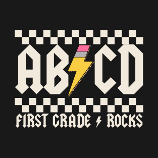 Abcd First Grade Rocks Pencil Lightning T-Shirt