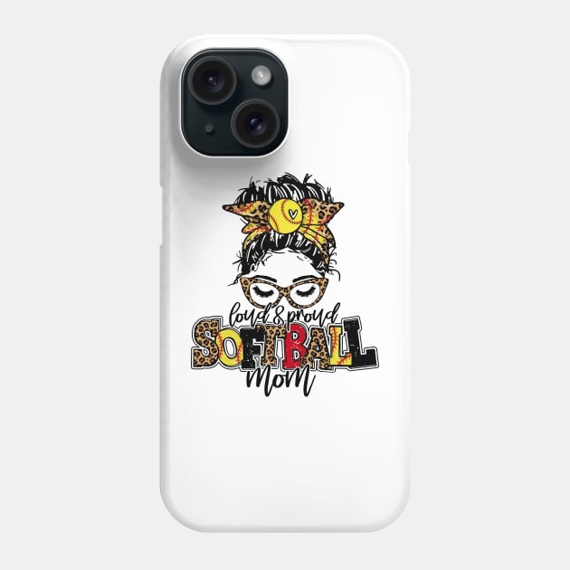 Loud And Proud Softball Mom Messy Bun Leopard Phone Case by Jenna Lyannion