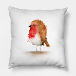 Robin, Bird, Watercolour Illustration Pillow