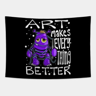 Art Makes Everything Better Monster Tapestry