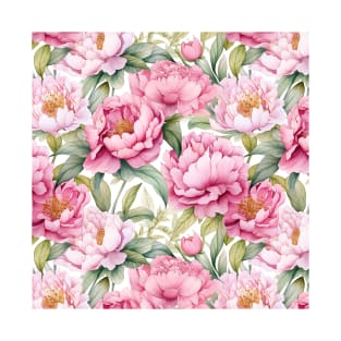 Peonies Watercolor Pattern #2 T-Shirt