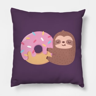 Cute Sloth Hugging Donut Pillow