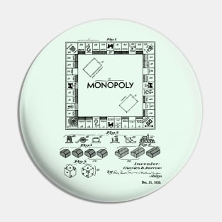 Monopoly Boardgamer Gift Patent Print Pin