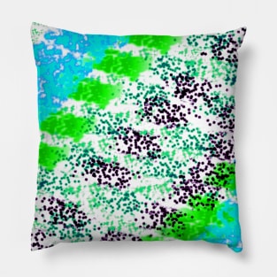 Sponge Print Green/Teal/Black Pillow