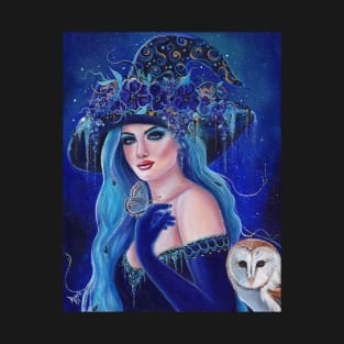 Charmed witch with owl by Renee  L. Lavoie T-Shirt