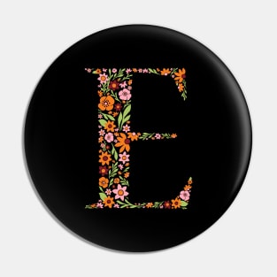 Retro Floral Letter E Pin