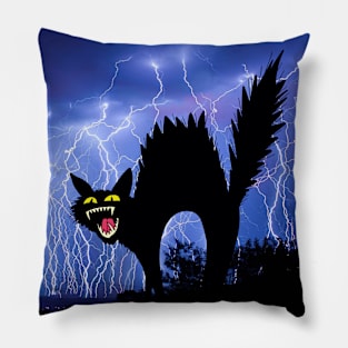 Cat Mom Crazy Cat Black Cat Lightning Night Pillow