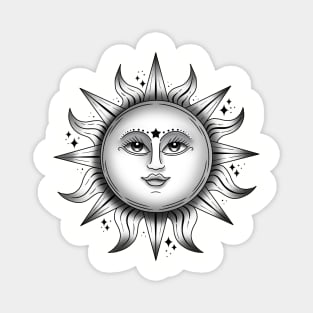 Black and white sunshine art Magnet