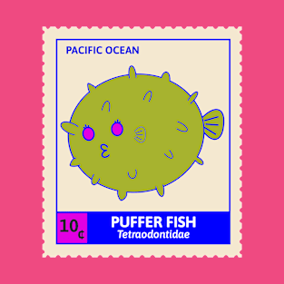 Kawaii Cute Kissy Pufferfish, Ocean Stamp Collection, Pufferfish Lover T-Shirt