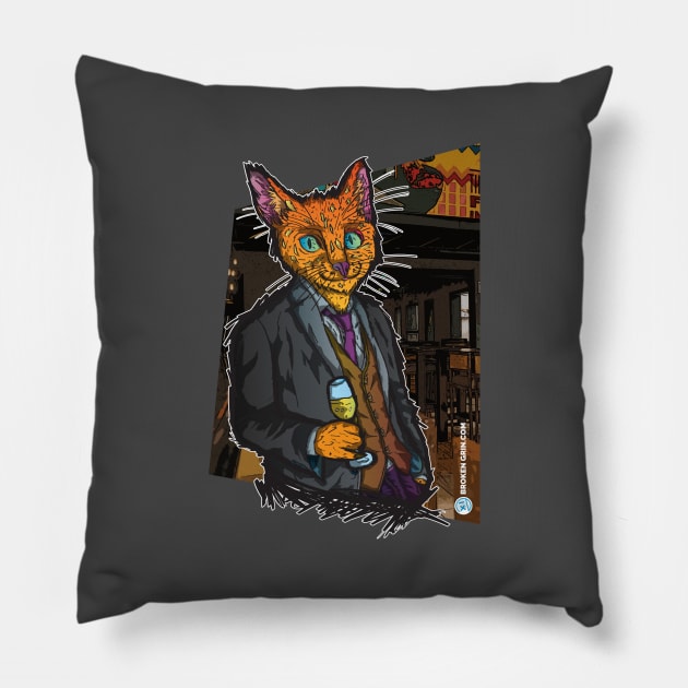 Cheers Grunge Cat Pillow by BrokenGrin