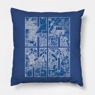 Kano, Nigeria City Map Typography - Blueprint Pillow