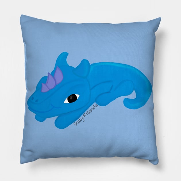 Buster the blue Dino- The Scaly Friend's Collection Artwort By TheBlinkinBean Pillow by TheBlinkinBean