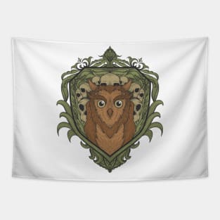 Owl Skull Illustration Tapestry