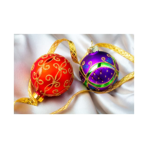 Red And Purple Christmas Ornaments by photogarry