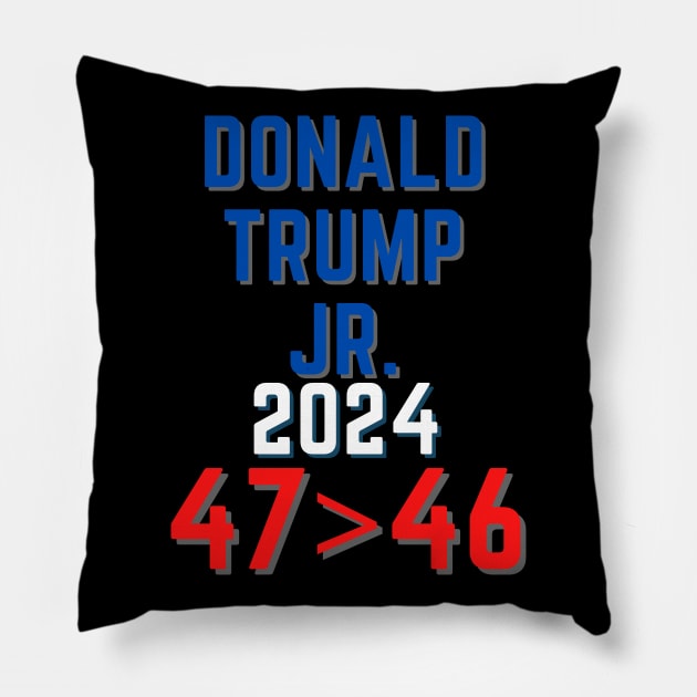 Donald Trump Junior JR president 2024 47>46 Pillow by Wavey's