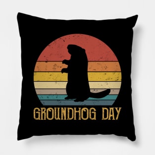 Groundhog Day Vintage Pillow