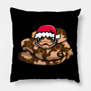 Cute Ball Python in Santa Hat Pillow