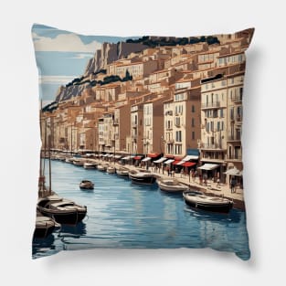 Marseille France Vintage Poster Tourism Pillow