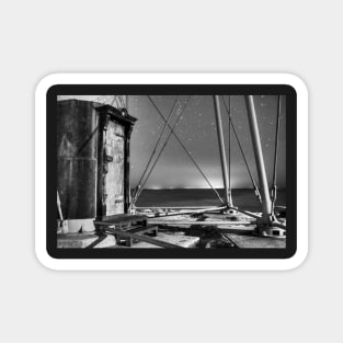 Chandler Hovey Light Tower at night Marblehead MA Black and White Magnet