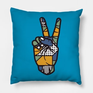 Abstract Peace Hand Sign Geometric Shapes Pillow