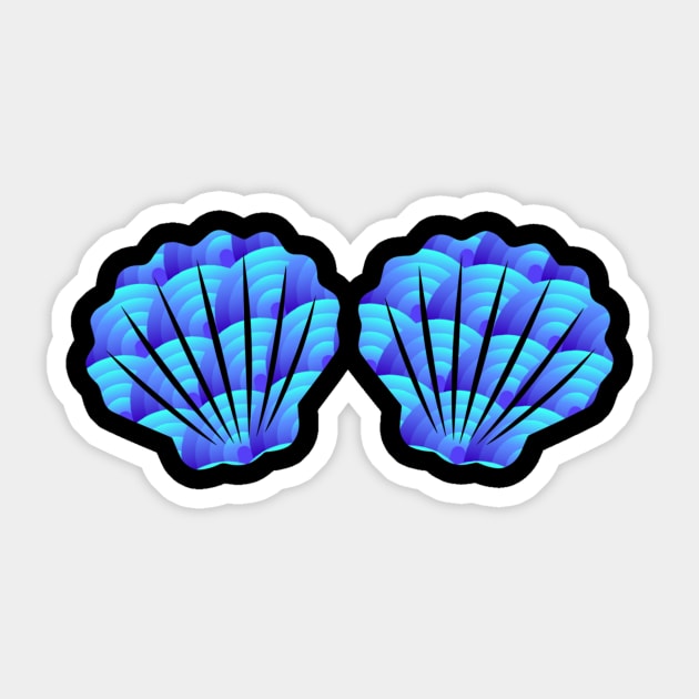 Funny Mermaid Shell Bra Top product Festival' Sticker