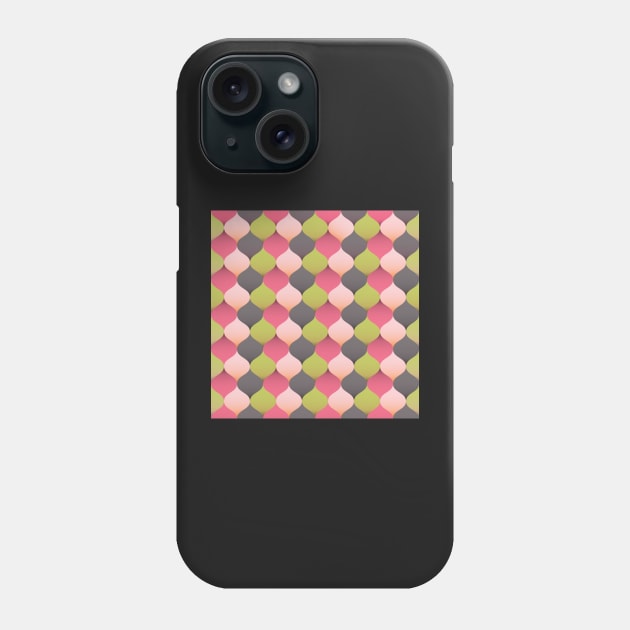 Checkered pattern in flamingo pink, lime green and grey Phone Case by IngaDesign