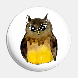 Night Owl Watercolor Pin