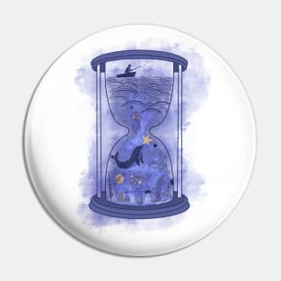 Space fishing: celestial Hourglass with cosmic ocean Pin