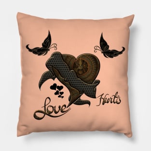 Wonderful elegant steampunk heart with butterflies Pillow