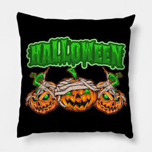 Halloween Zombie Pumpkins Scary Green-Eyed Pillow