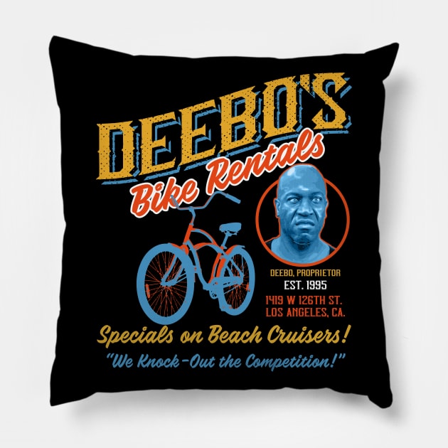 Deebo's Bike Rentals Pillow by Alema Art