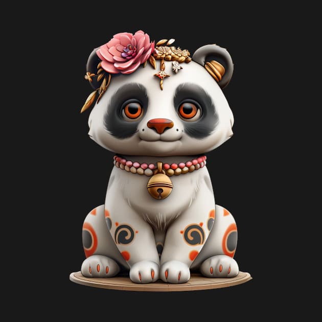 Panda As Japanese Maneki-Neko - Panda Bear Japanese by Anassein.os