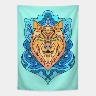 Wolf Mandala Spirit Animal Tapestry