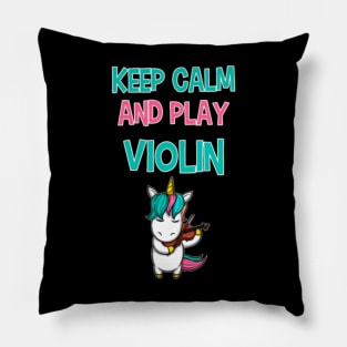 Keep calm and play violin unicorn violinist girl Pillow