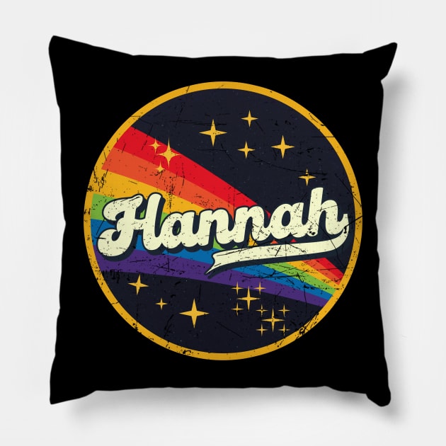 Hannah // Rainbow In Space Vintage Grunge-Style Pillow by LMW Art